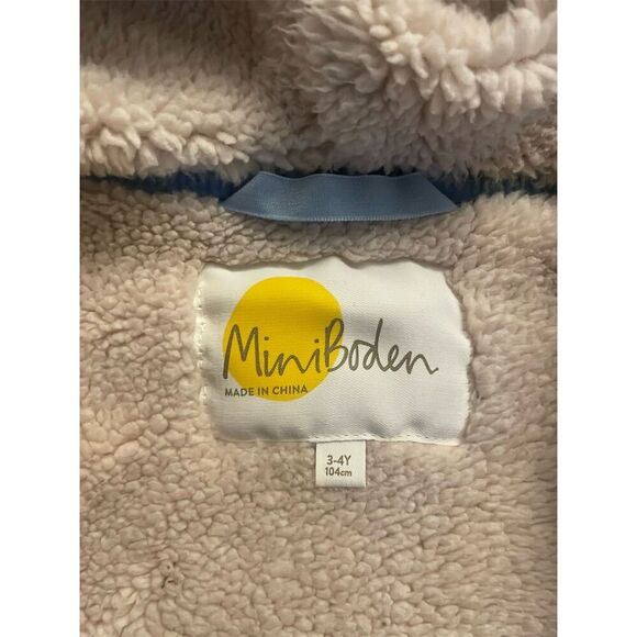 Mini Boden Girls Floral Shaggy-Lined Hoodie Jacket Pink Size 3-4Y Long Sleeve - Picture 4 of 5